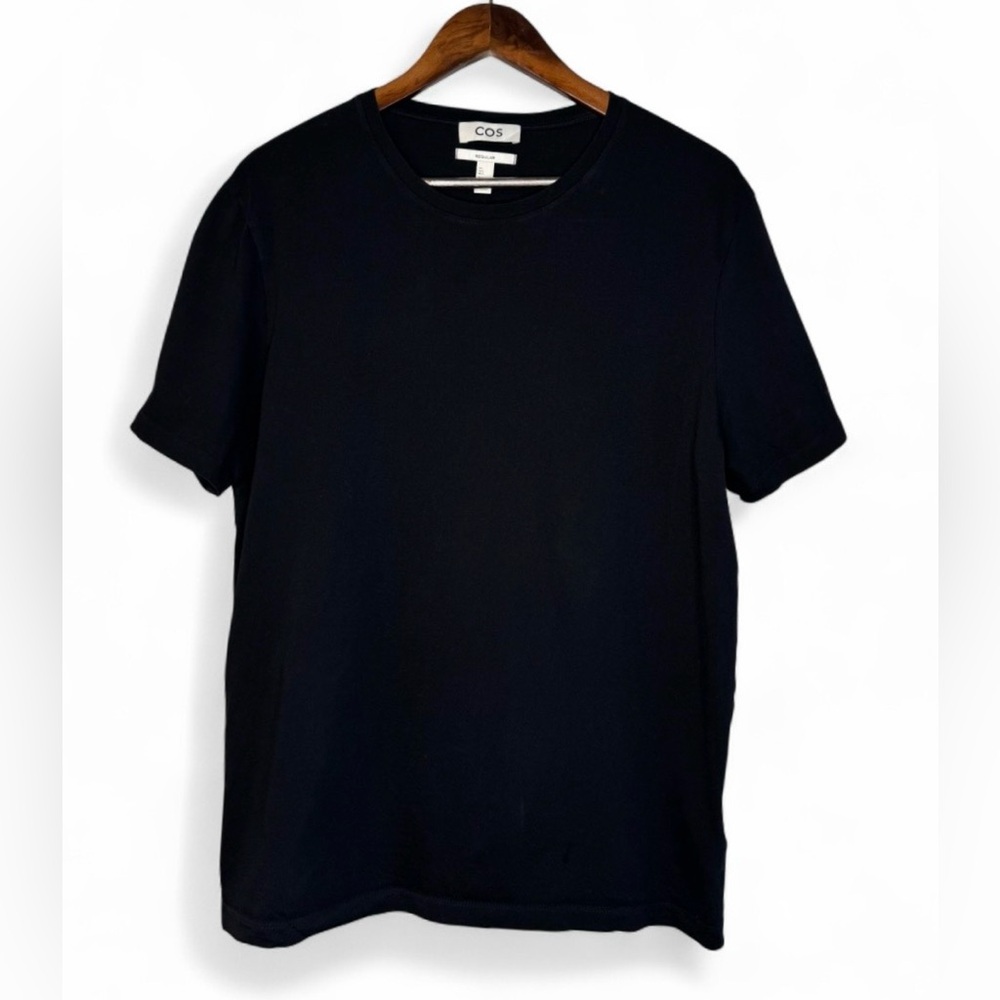 🟢3/$30 COS Regular Fit T Shirt Short Sleeve Crew Neck Cotton Black GUC Large
